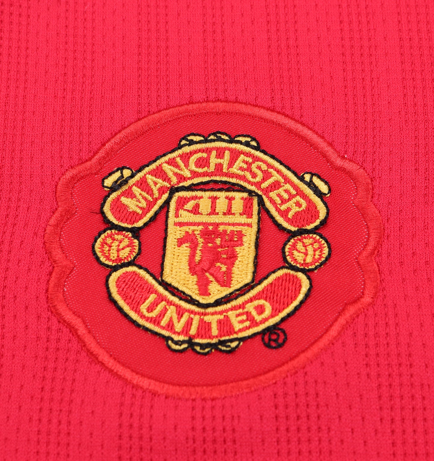 Kit infantil Manchester United Retrô Home Manga Longa 2008 - Vermelho