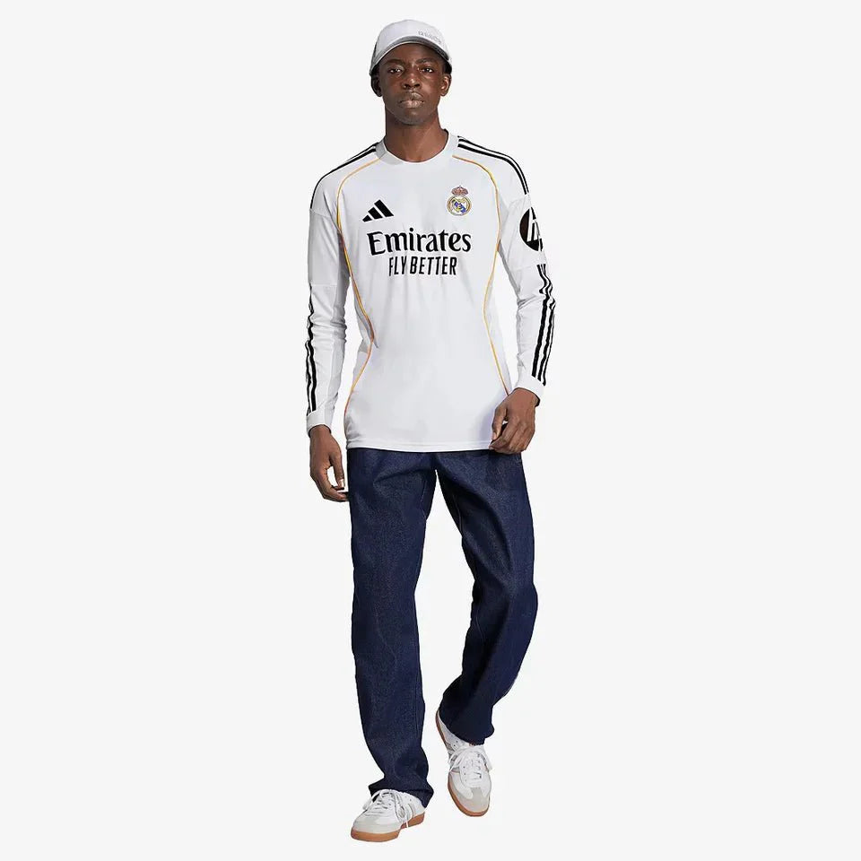 Real Madrid Home 25/26 Manga Longa Adidas - Branca