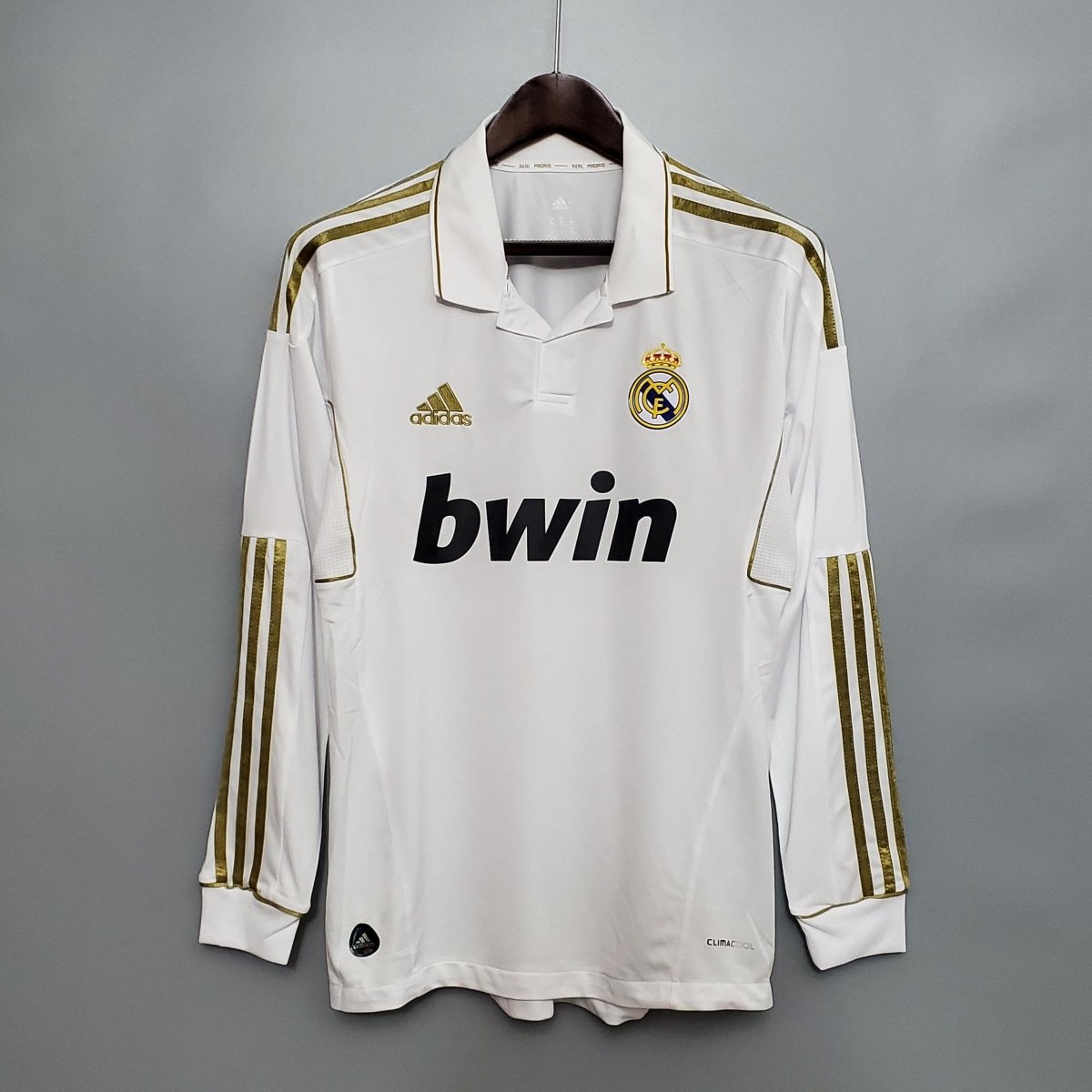Real Madrid Home Retrô 11/12 Manga Longa Adidas - Branco