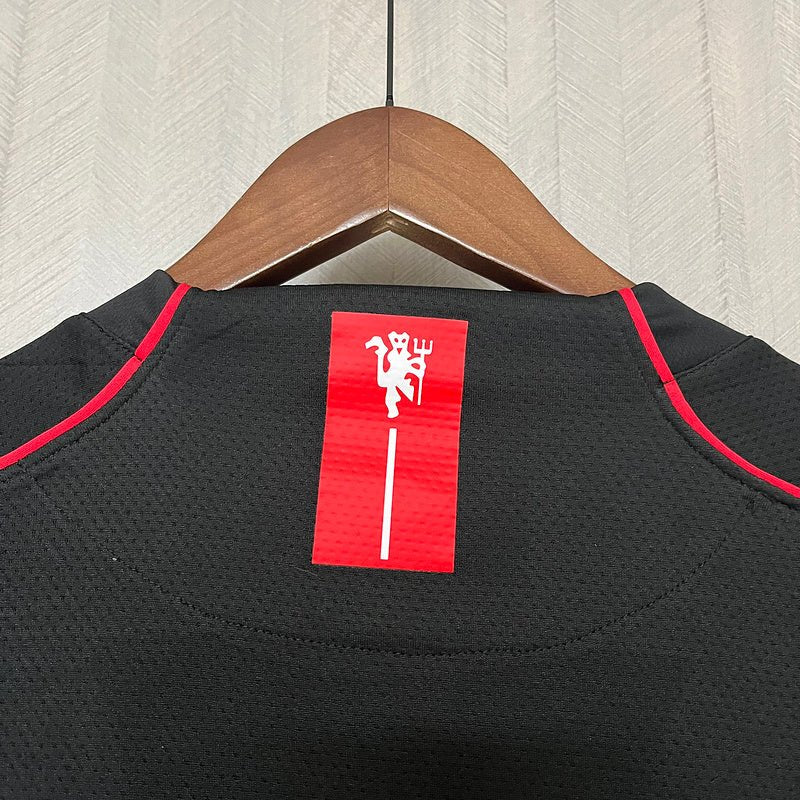 Manchester United Away Retro 2007 Nike Manga Longa - Preta