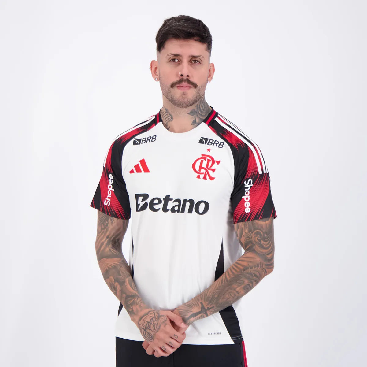 Flamengo Away 25/26 Torcedor Com Patrocínios Adidas Masculino - Branco