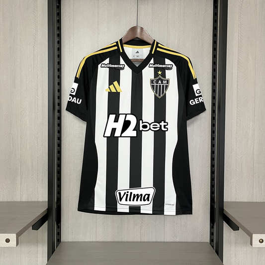 Atletico Mineiro Home 25/26 Torcedor Com Patrocínios - Preta e Branca