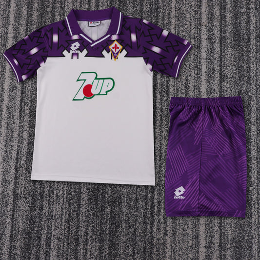 Kit Infantil Fiorentina Away Retrô 1992  - Branca e Roxo