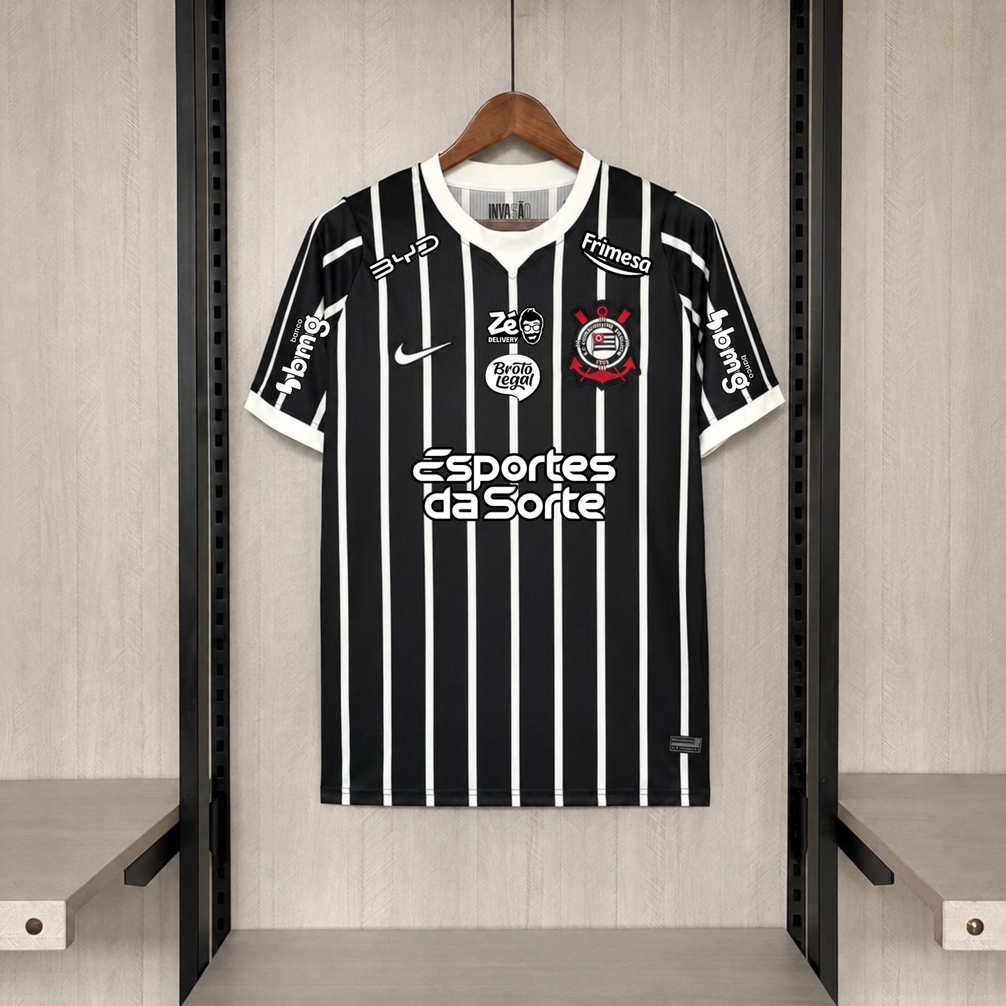 Corinthians Away 26/27 Torcedor Com Patrocínios Nike - Preta e Branca