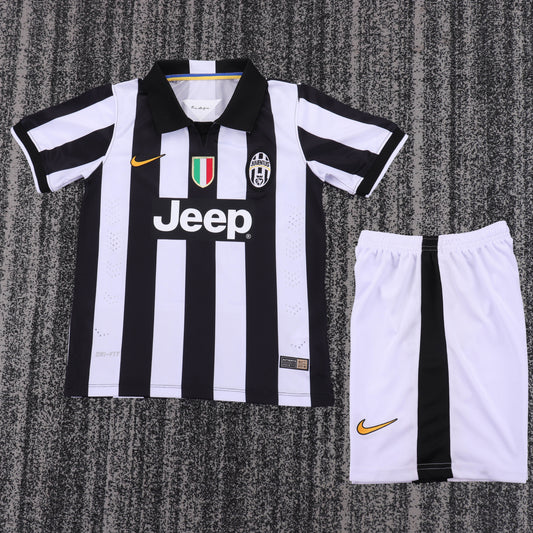 Kit Infantil Juventus Home 14/15 Retrô Adidas - Preta e Branca