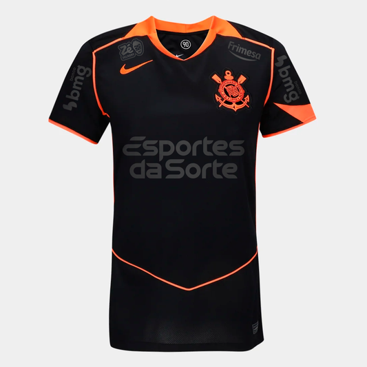 Corinthians Third 25/26 Torcedor Com Patrocínios Nike Feminina - Preta e Laranja