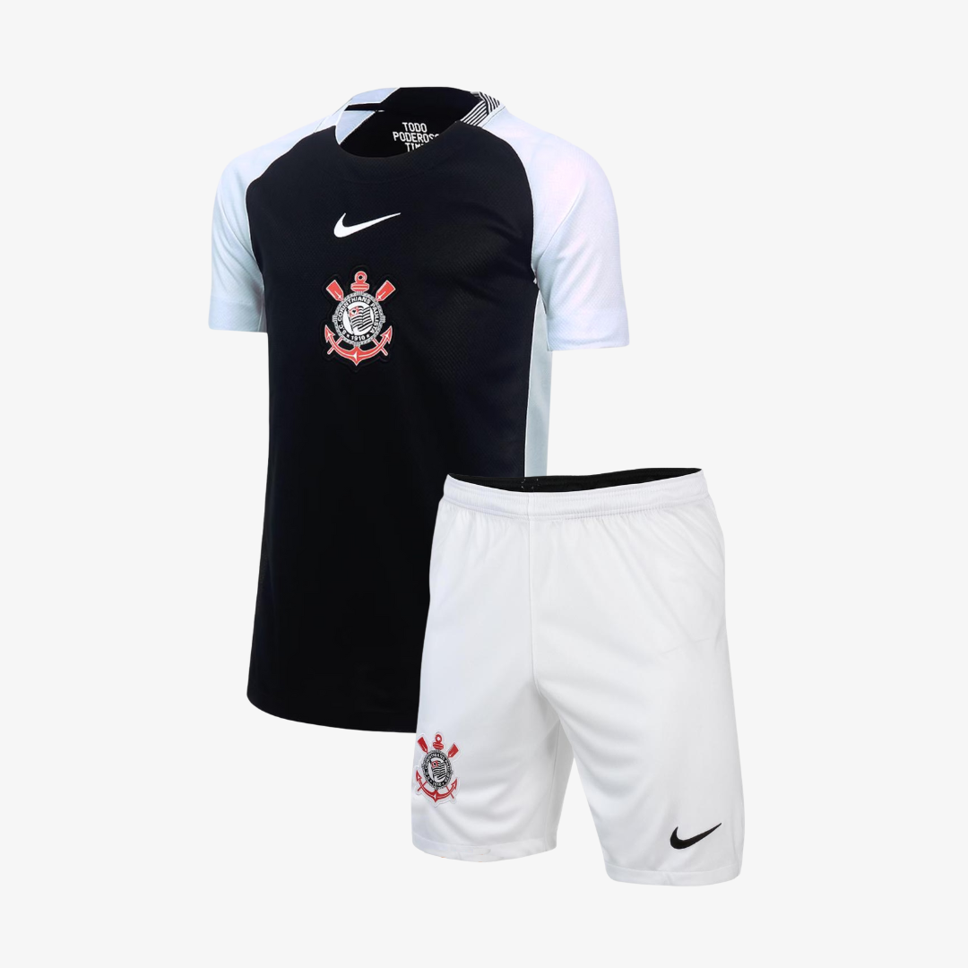 Kit Infantil Corinthians Away 25/26 Feminino - Preto
