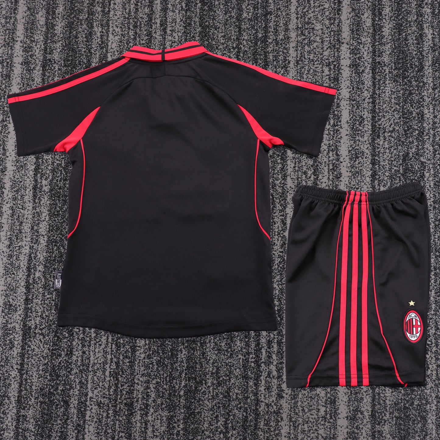 Kit Infantil Milan Away Retrô 00/01 Adidas - Preto e Vermelho