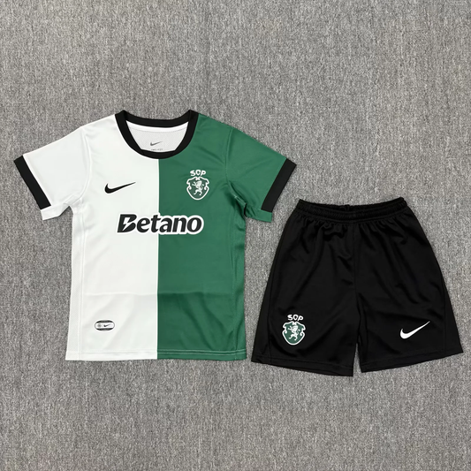 Kit Infantil Sporting Fourth 25/26 - Verde e Branco