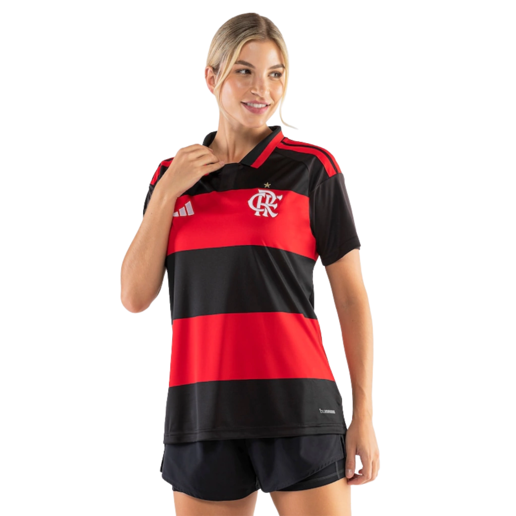 Flamengo Home 26/27 Adidas Torcedor Feminino - Vemelho e Preto