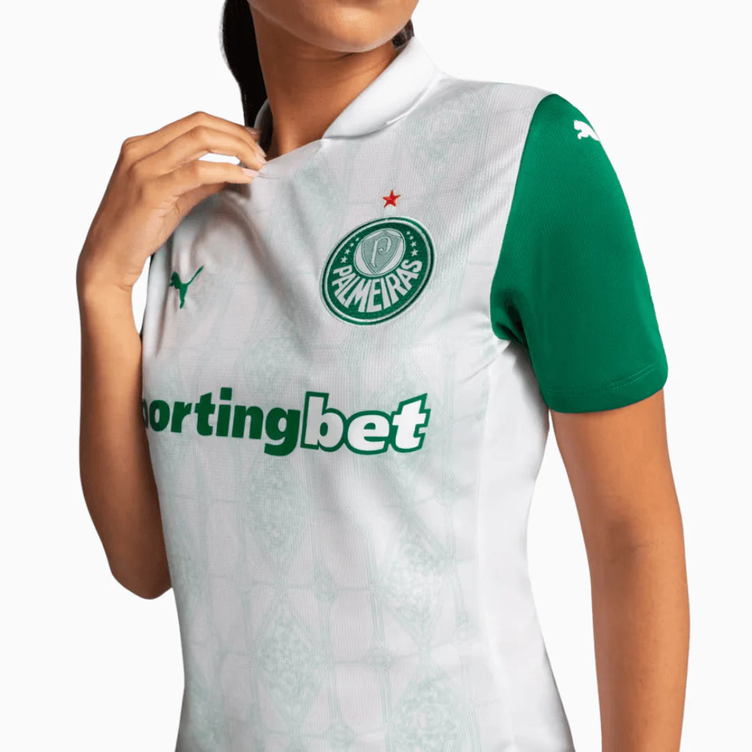 Palmeiras Away 25/26 Torcedor Feminina Puma - Branca e Verde
