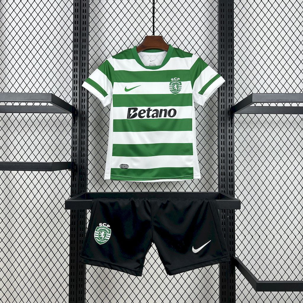 Kit Infantil Sporting Home 25/26 - Verde e Branco