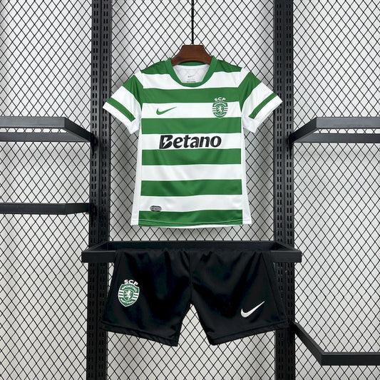 Kit Infantil Sporting Home 25/26 - Verde e Branco