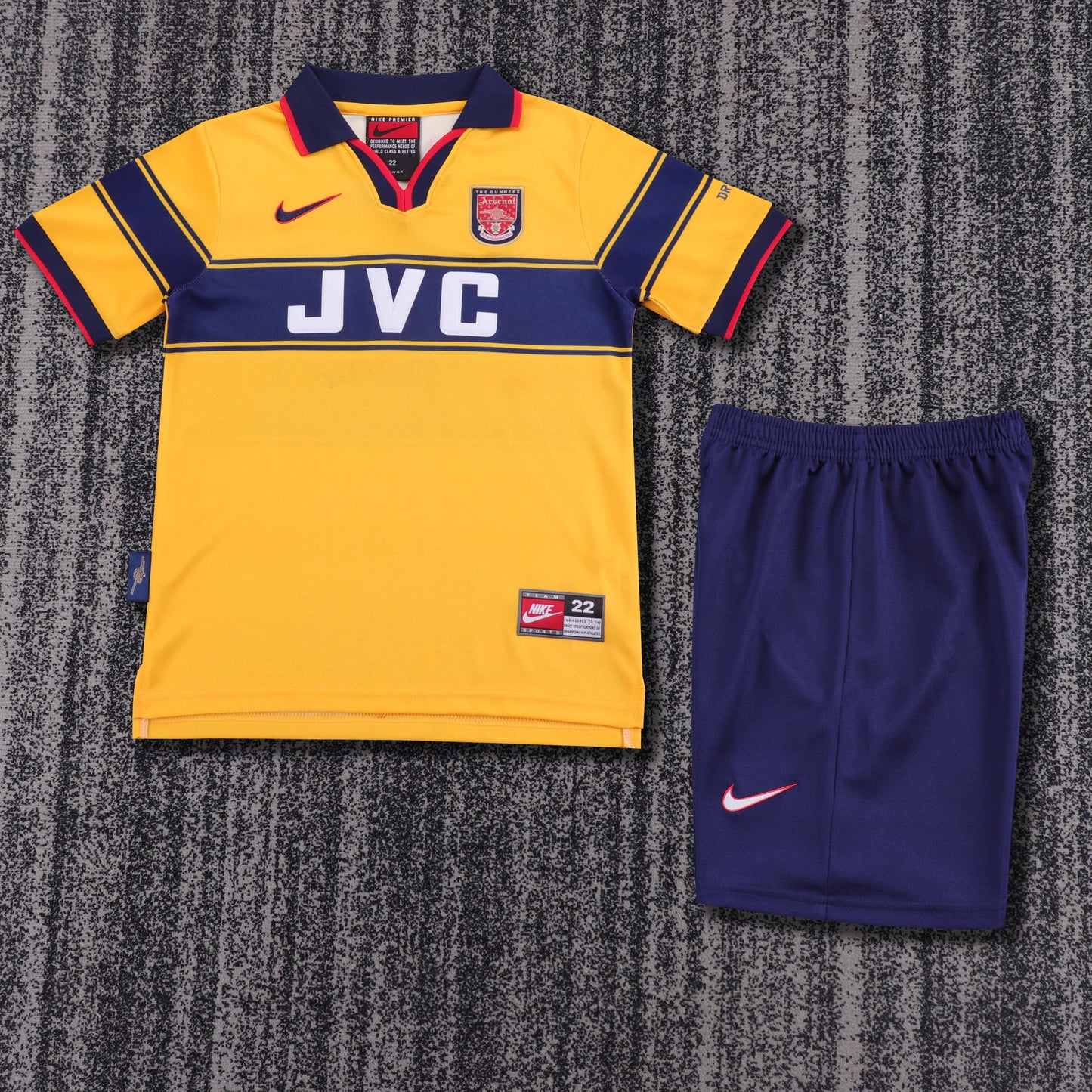 Kit Infantil Arsenal Away Retrô 97/98 - Amarelo