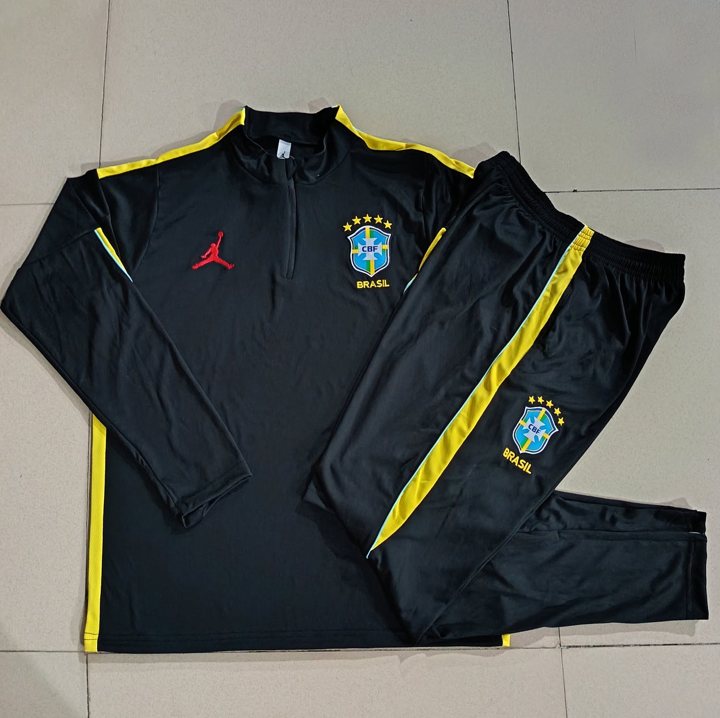 Kit Treino Agasalho + Calça Brasil - Preto