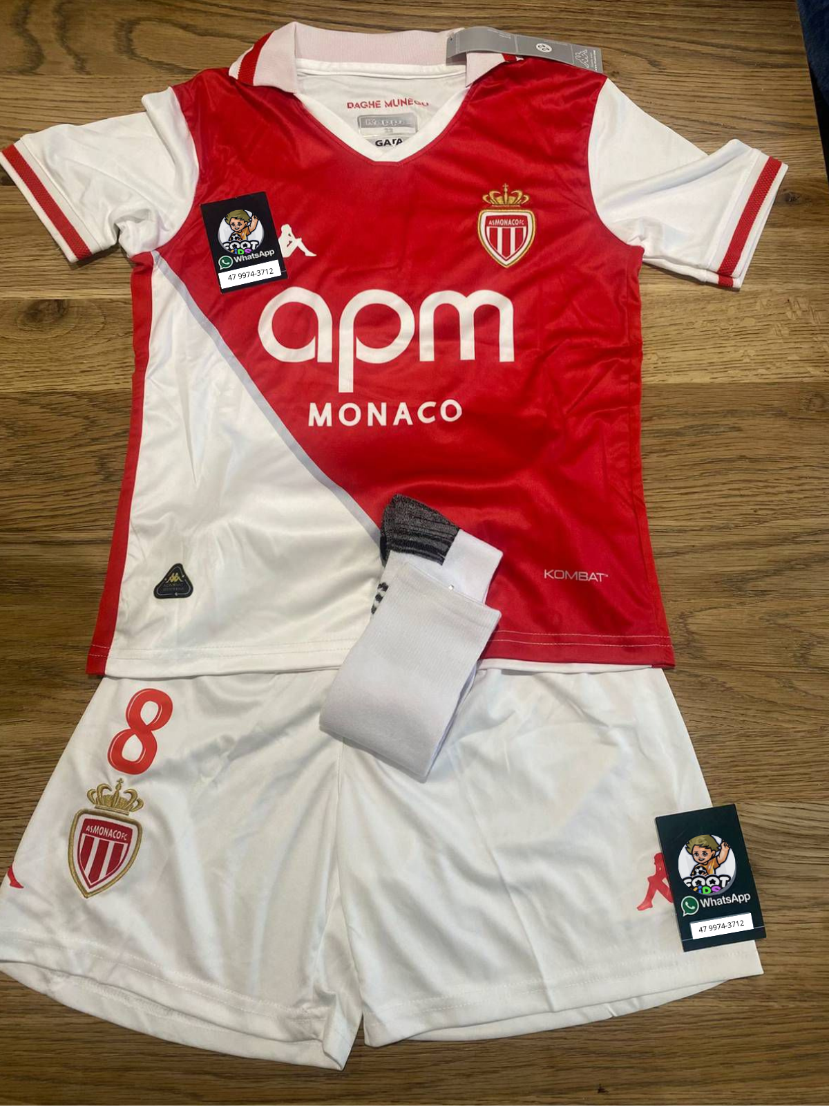 Kit Infantil Monaco Home 25/26 - Vermelho e Branco