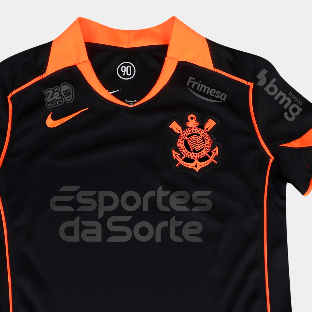 Corinthians Third 25/26 Torcedor Com Patrocínios Nike Feminina - Preta e Laranja