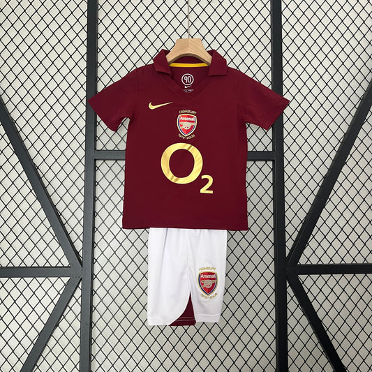 Kit Infantil Arsenal Away Retrô 02/03 - Vermelho Vinho