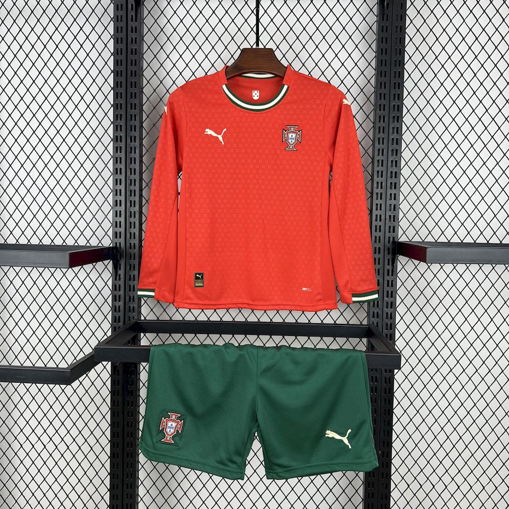 Kit Infantil Portugal Home Manga Longa 25/26 - Vermelho