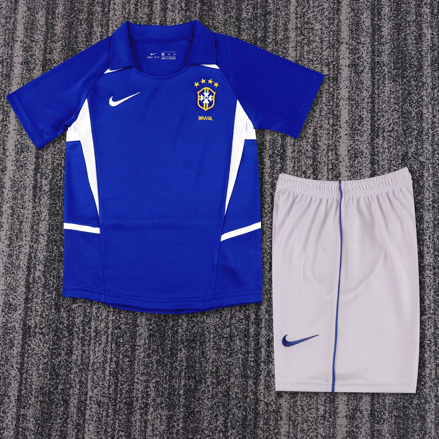 Kit Infantil Brasil Retro Away 2002 Feminino - Azul