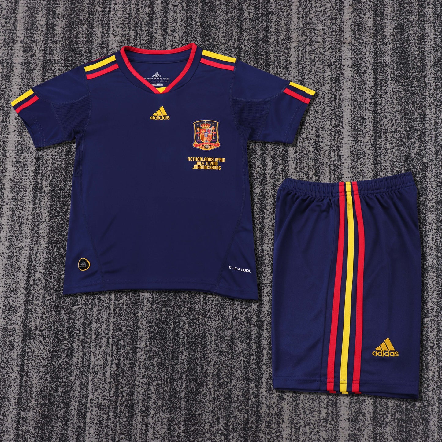Kit Infantil Espanha Away Retro 2010 - Azul Escuro