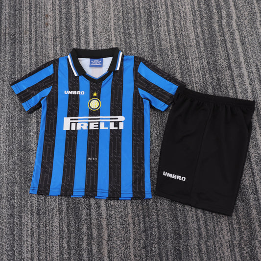 Kit Infantil Inter de Milão Home Retrô 97/98 - Azul e Preto