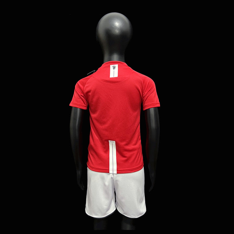 Kit infantil Manchester United Retrô Home 2008 - Vermelho