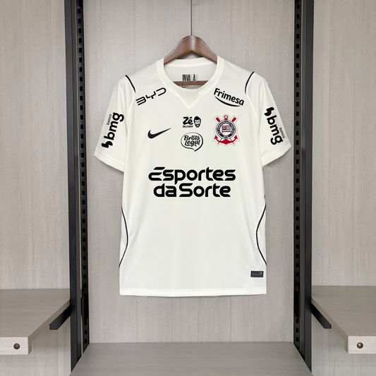 Corinthians Home 26/27 Torcedor Com Patrocínios Nike - Branca