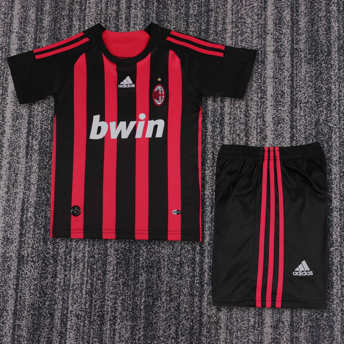 Kit Infantil Milan Home Retrô 08/09  - Vermelho e Preto