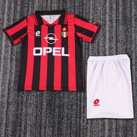 Kit Infantil Milan Home Retrô 96/97  - Vermelho e Preto