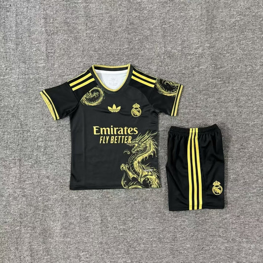 Kit Infantil Real Madrid Edição Especial 25/26  - Preto e Amarelo
