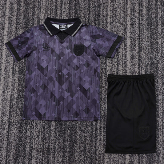 Kit Infantil Inglaterra Away Retro 1990 - Preto