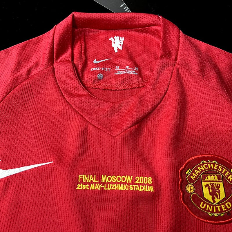 Kit infantil Manchester United Retrô Home 2008 - Vermelho