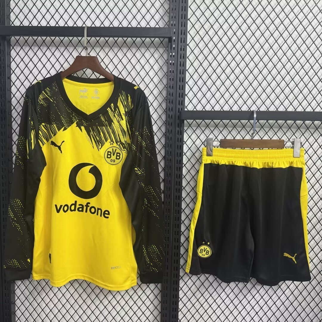 Kit Infantil Borussia Dortmund Home Manga Longa 25/26 - Amarelo e Preto