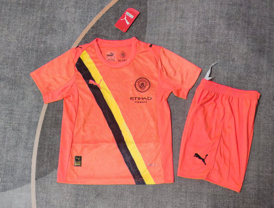 Kit Infantil Manchester City Goleiro 25/26  - Laranja