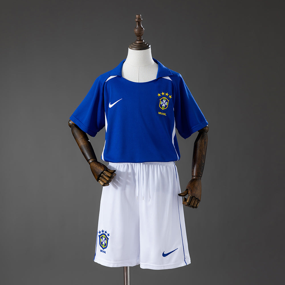 Kit Infantil Brasil Retro Away 2002 - Azul