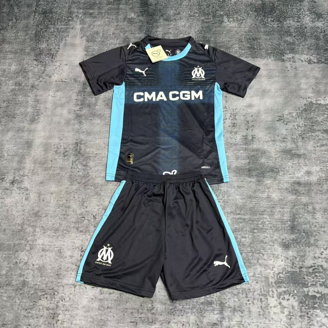 Kit Infantil Olympique De Marseille Away 25/26  - Azul Escuro