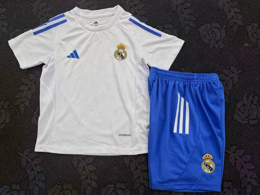 Kit Infantil Real Madrid Treino 25/26 - Branca e Azul