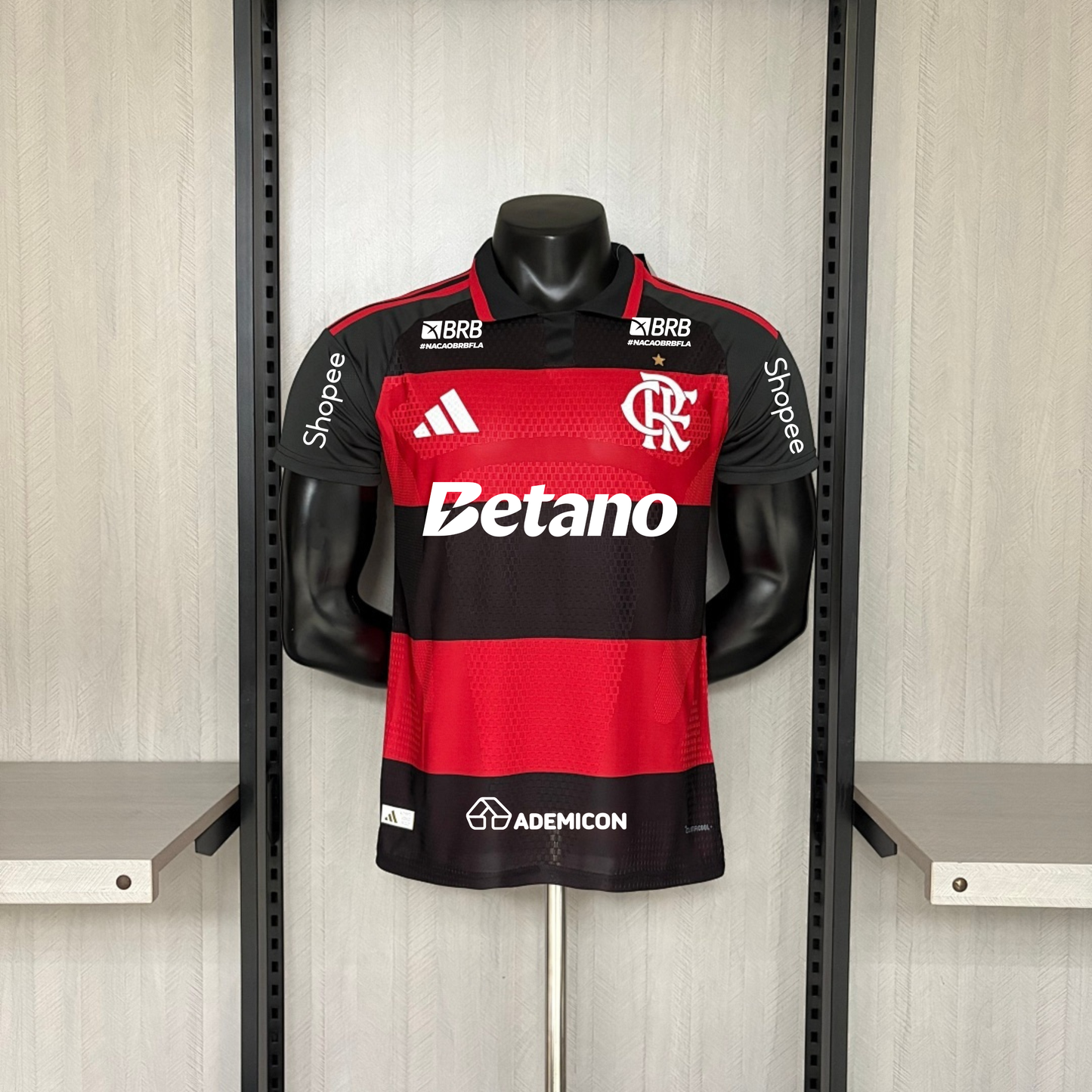 Flamengo Home 26/27 Jogador Com Patrocínios Adidas Masculino - Vermelho e Preto
