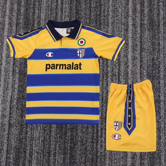 Kit Infantil Parma Away 98/99 Retrô Champion  - Amarelo e Azul