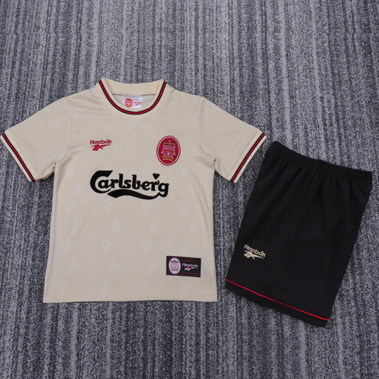 Kit Infantil Liverpool Away Retrô 96/97 Reebok - Bege