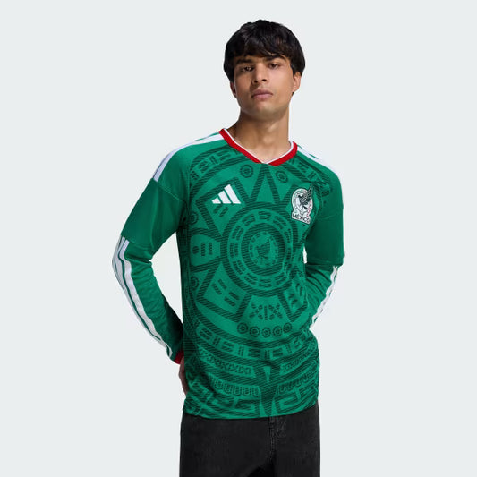 México Home Manga Longa 26/27 Masculino Torcedor Adidas  - Verde
