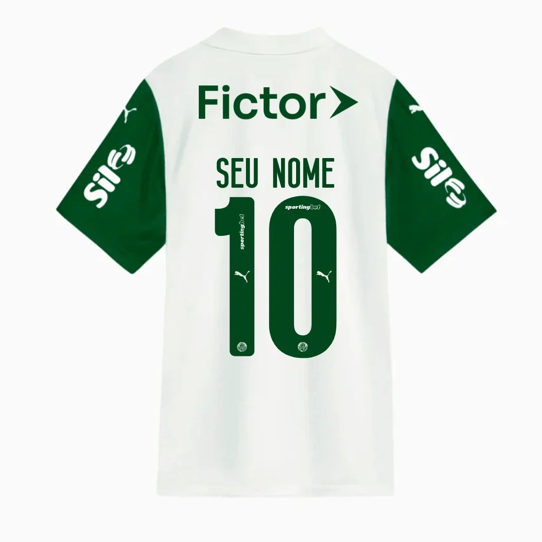 Palmeiras Away 25/26 Torcedor Com Patrocínios Puma Masculino - Branca e Verde