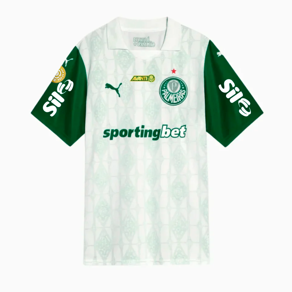 Palmeiras Away 25/26 Torcedor Com Patrocínios Puma Masculino - Branca e Verde
