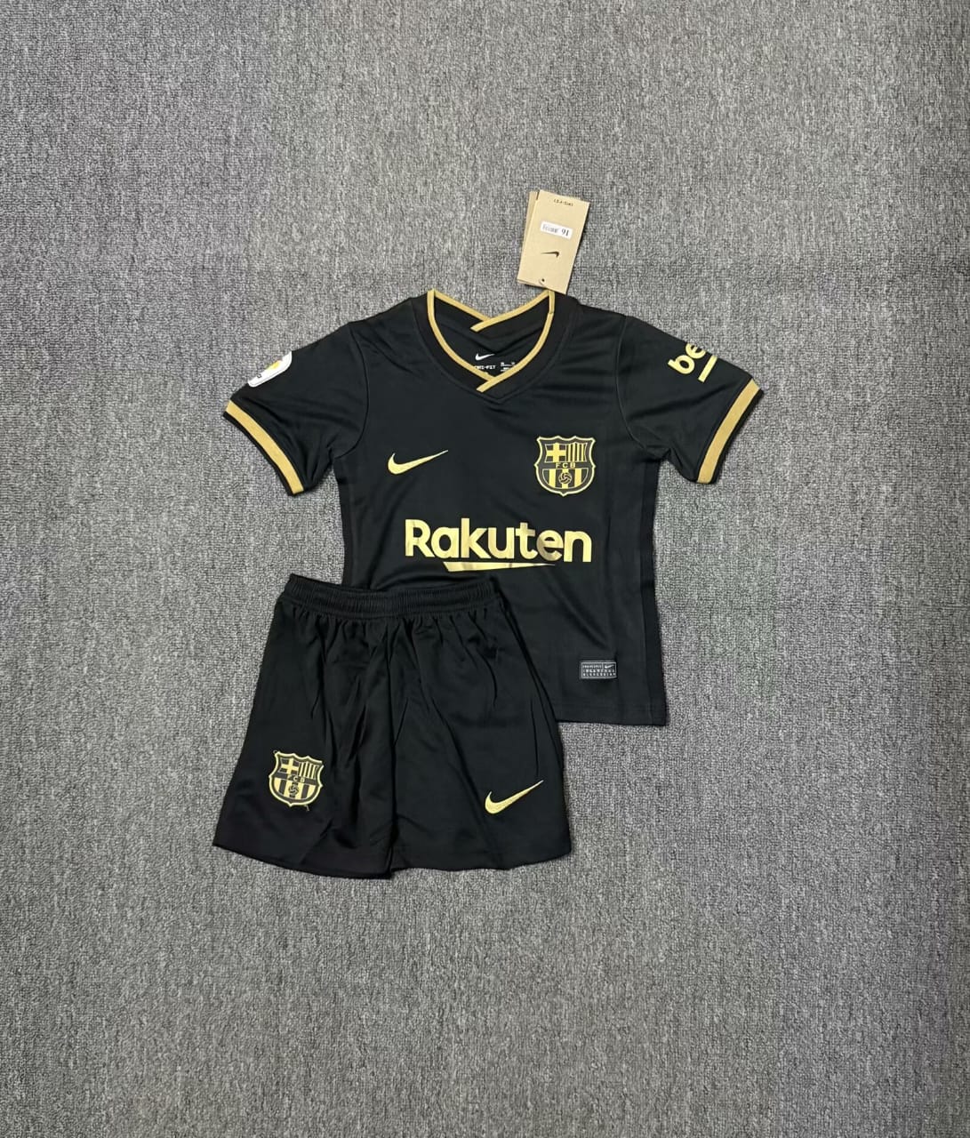 Kit Infantil Barcelona Away Retrô 20/21 - Preto