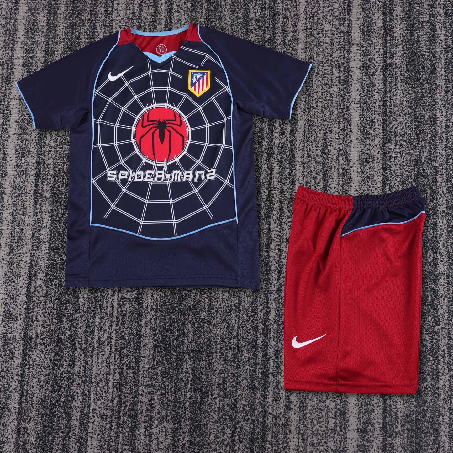 Kit Infantil Ateltico de Madrid Away Retrô 03/04 - Azul Escuro