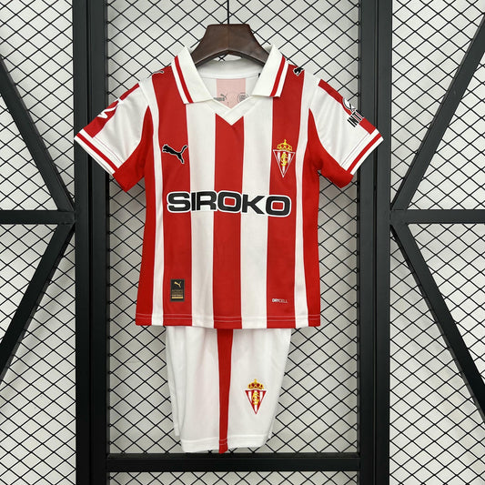 Kit Infantil Sporting Gijon Home 25/26 - Vermelho e Branco