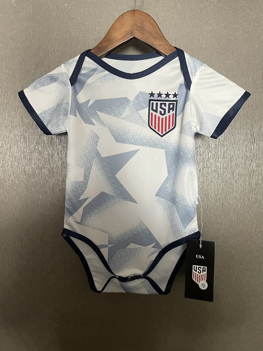 Body Bebê Infantil EUA Home 25/26  - Branco e Azul Claro
