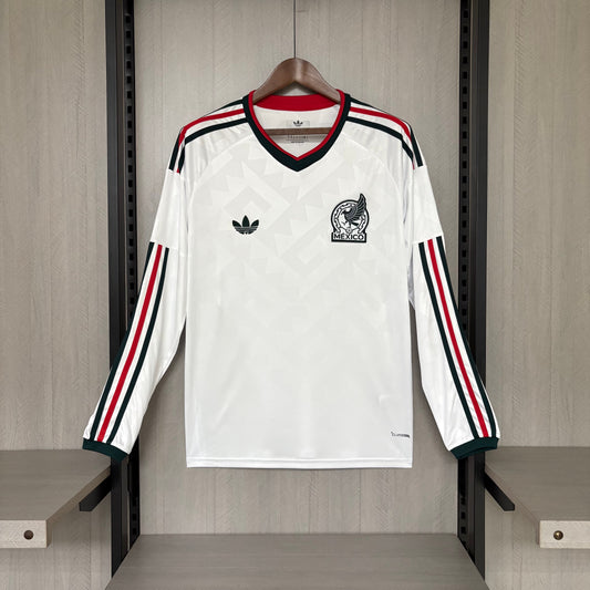 México Away Manga Longa 26/27 Masculino Torcedor Adidas  - Branca