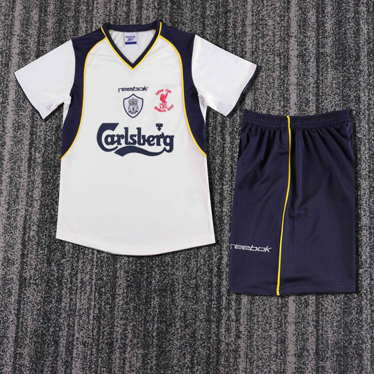 Kit Infantil Liverpool Away Retrô 01/02  Reebok - Branco